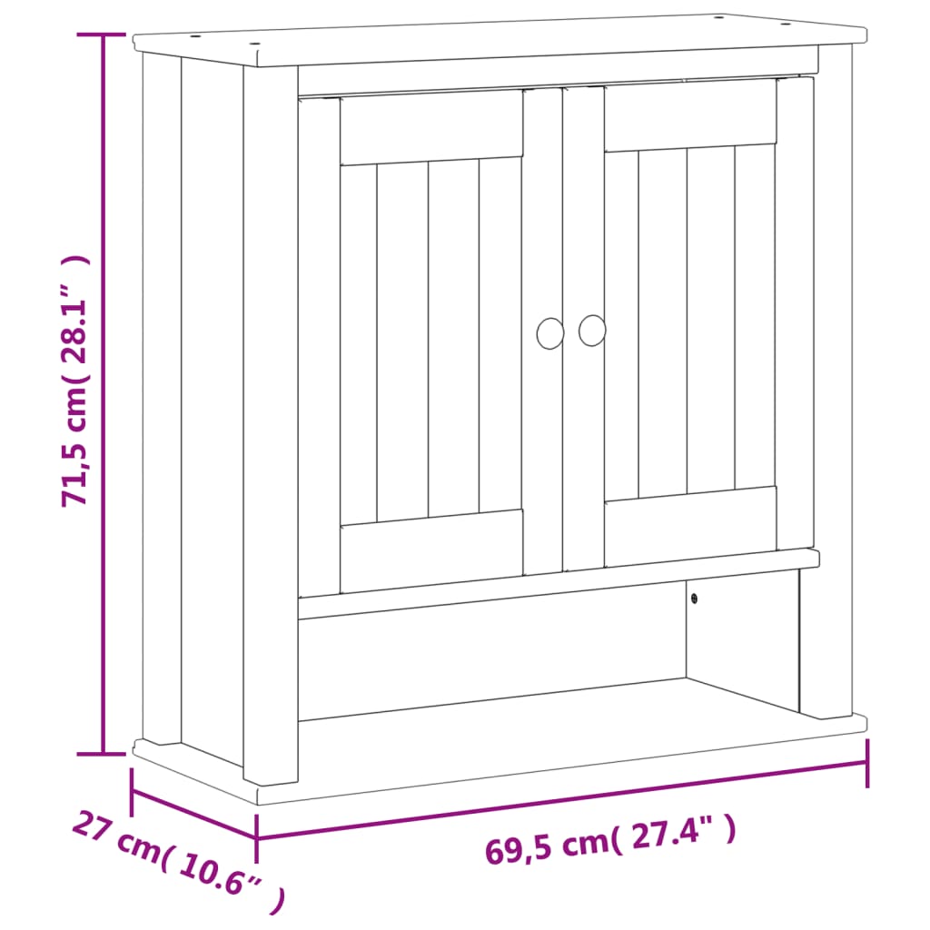 Badkamerkast BERG 69,5x27x71,5 cm massief grenenhout wit