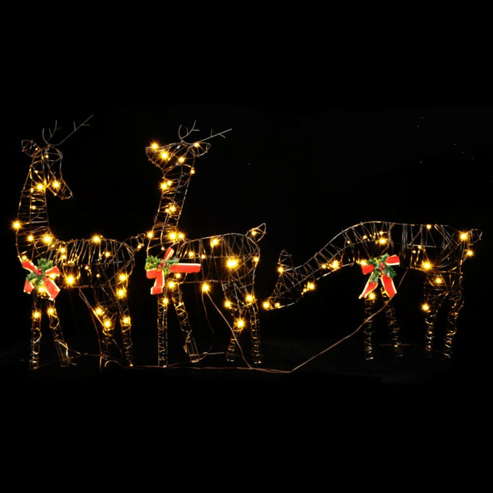 Kerstversiering rendierfamilie 90 LED's rotan warmwit