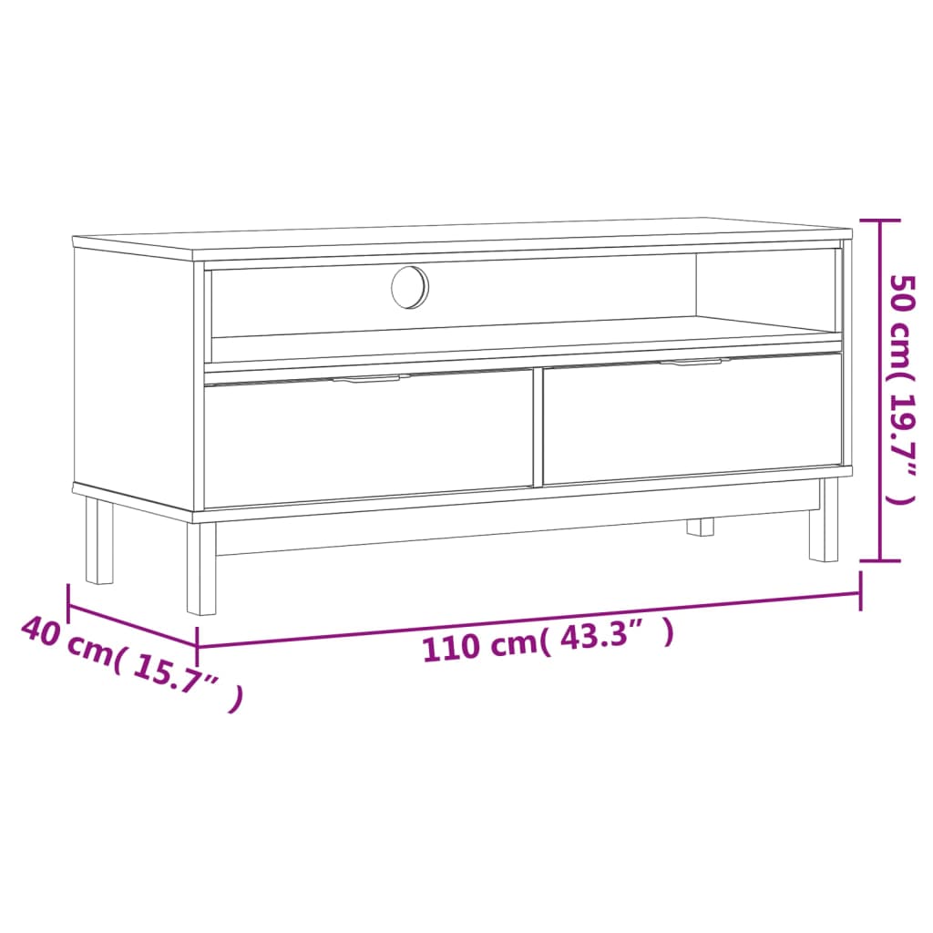 TV-meubel FLAM 110x40x50 cm massief grenenhout