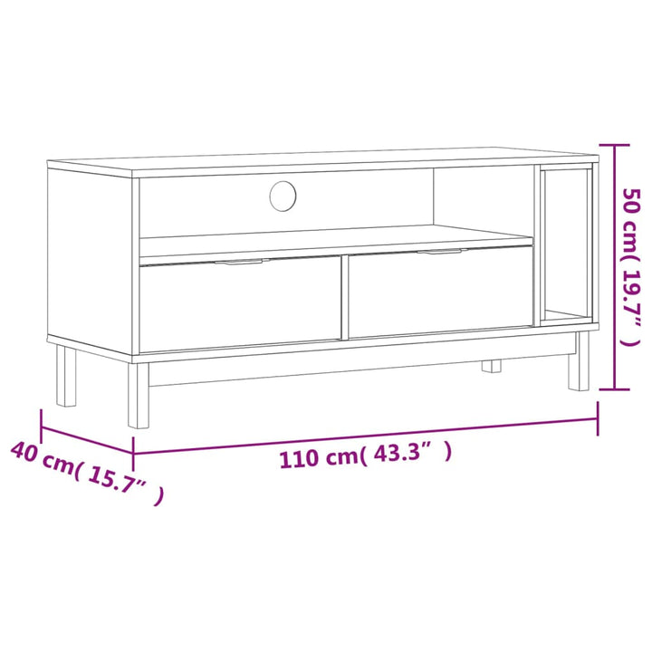 TV-meubel FLAM 110x40x50 cm massief grenenhout