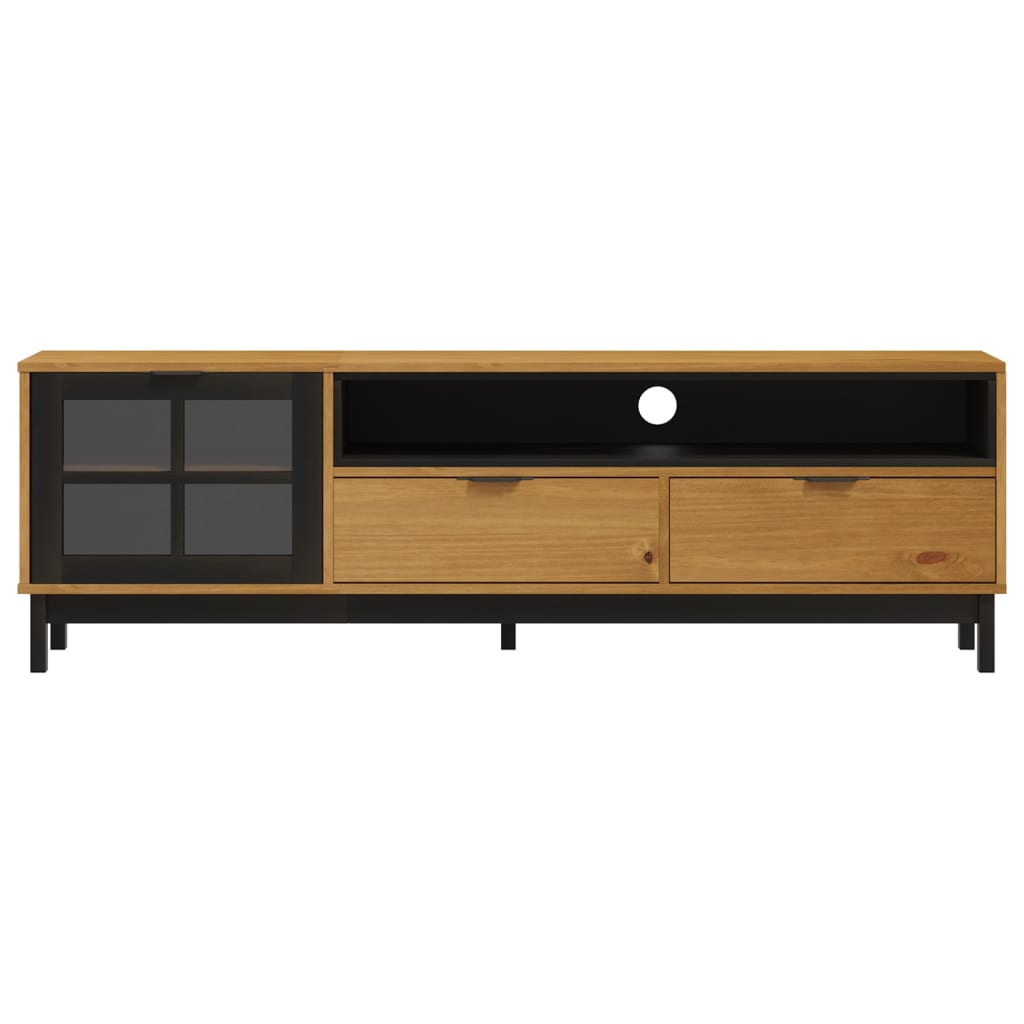 TV-meubel met glazen deur FLAM 158x40x50 cm massief grenenhout