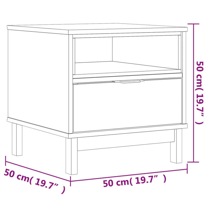 Bijzettafel FLAM 50x50x50 cm massief grenenhout