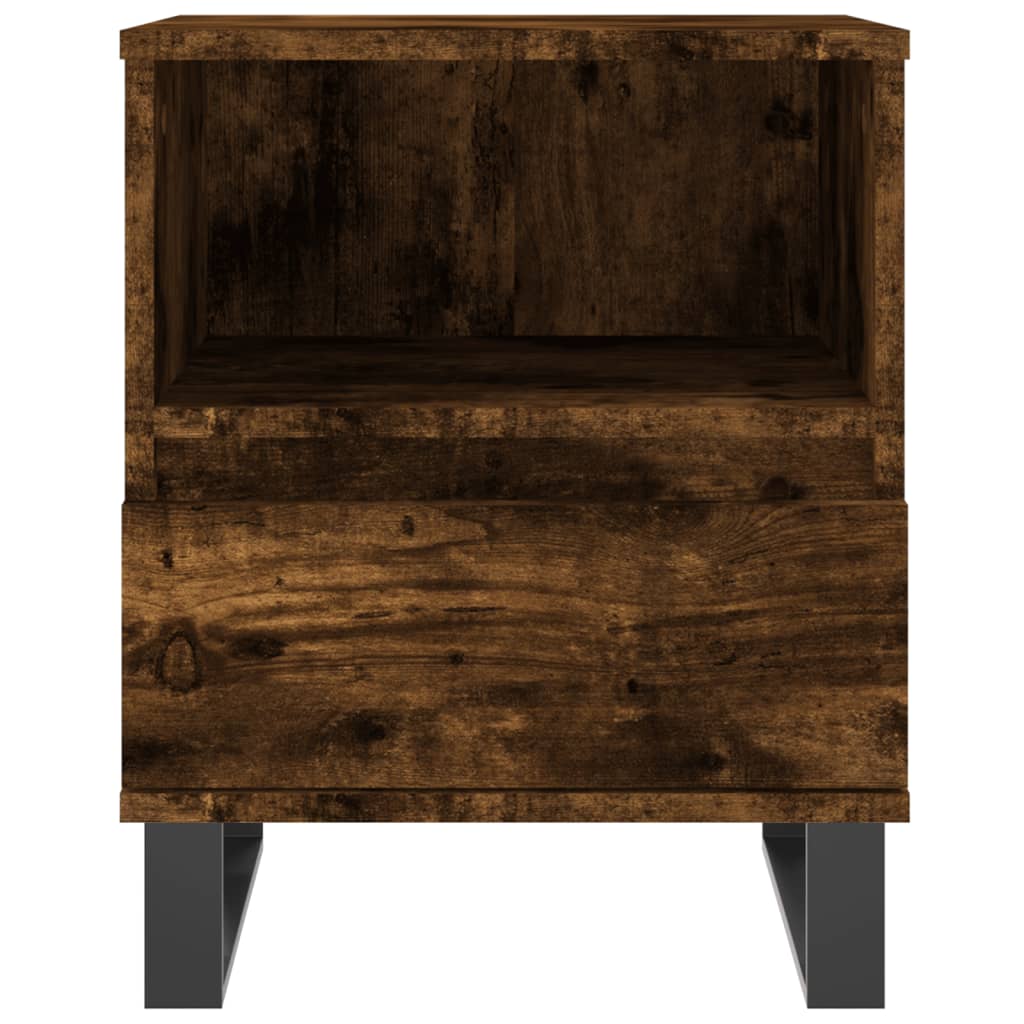 Nachtkastje 40x35x50 cm bewerkt hout gerookt eikenkleurig