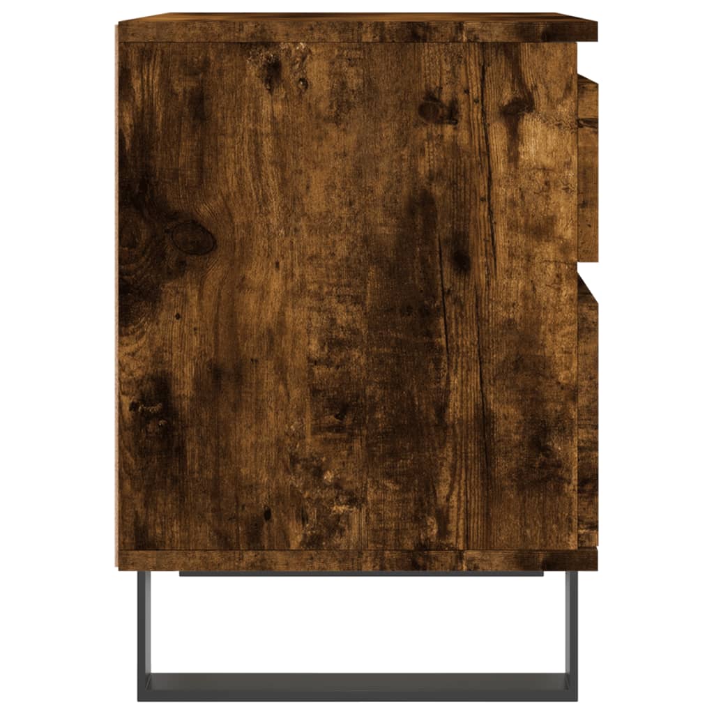 Nachtkastje 40x35x50 cm bewerkt hout gerookt eikenkleurig