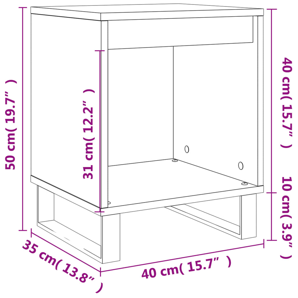 Nachtkastjes 2 st 40x35x50 cm bewerkt hout hoogglans wit