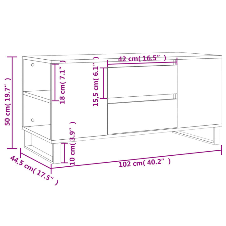 Salontafel 102x44,5x50 cm bewerkt hout sonoma eikenkleurig