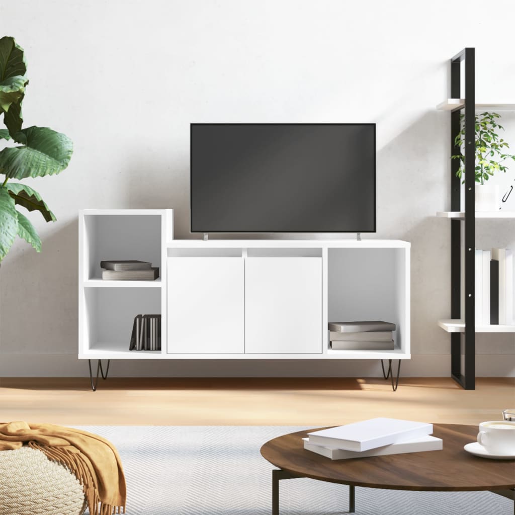 Tv-meubel 100x35x55 cm bewerkt hout hoogglans wit