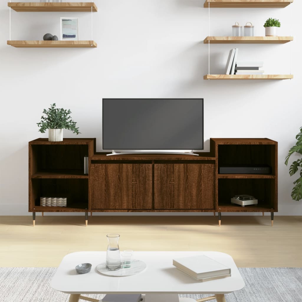 Tv-meubel 160x35x55 cm bewerkt hout bruin eikenkleur