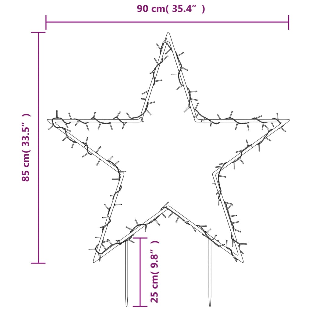 Kerstverlichting met ster 115 LED's 85 cm