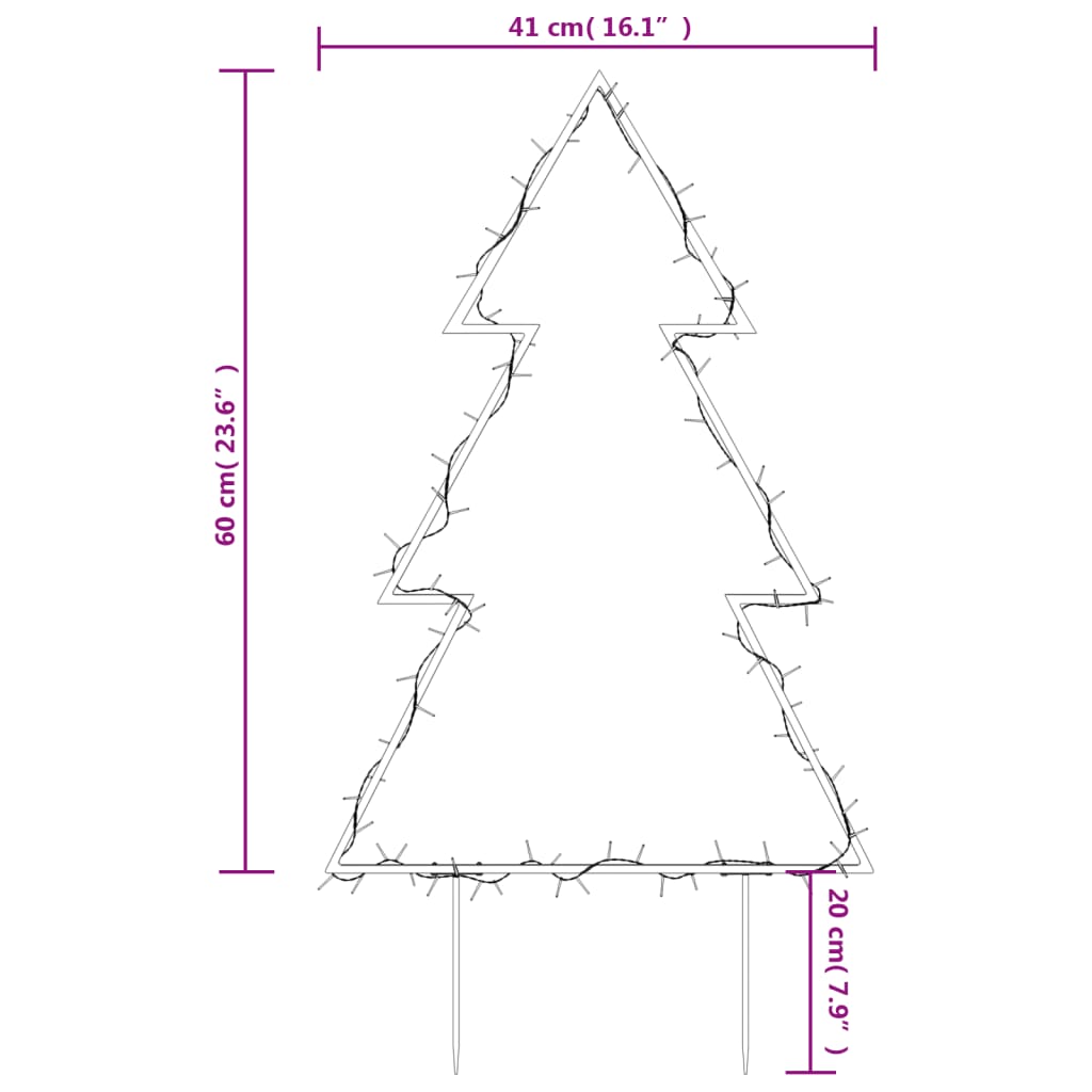 Kerstverlichting kerstboom met grondpinnen 80 LED's 60 cm