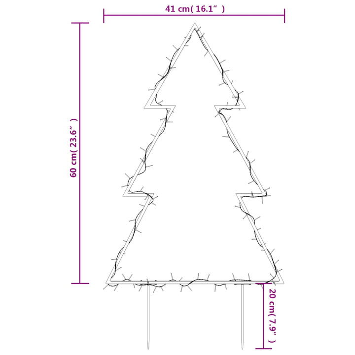 Kerstverlichting kerstboom met grondpinnen 80 LED's 60 cm