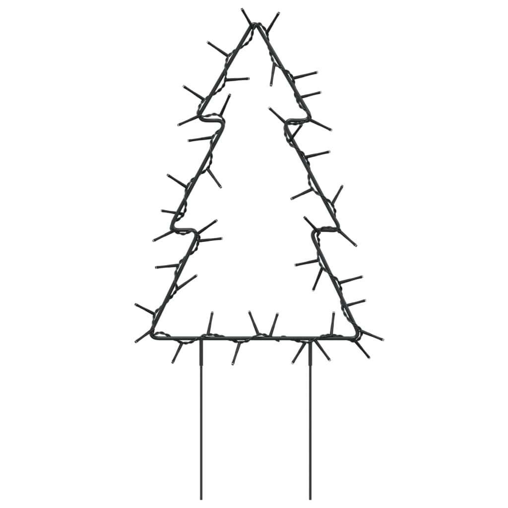 Kerstverlichting kerstboom 3 st met grondpinnen 50 LED's 30 cm