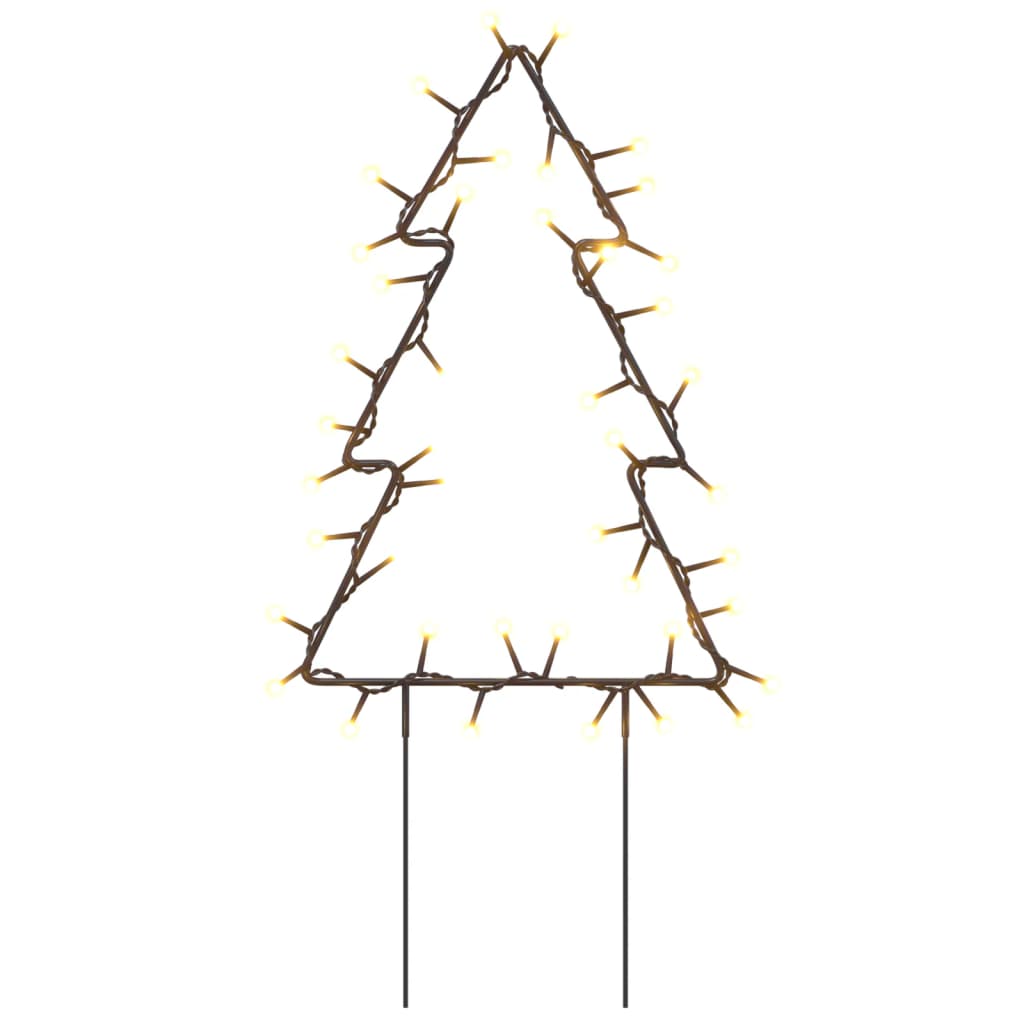 Kerstverlichting kerstboom 3 st met grondpinnen 50 LED's 30 cm