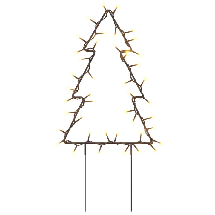 Kerstverlichting kerstboom 3 st met grondpinnen 50 LED's 30 cm