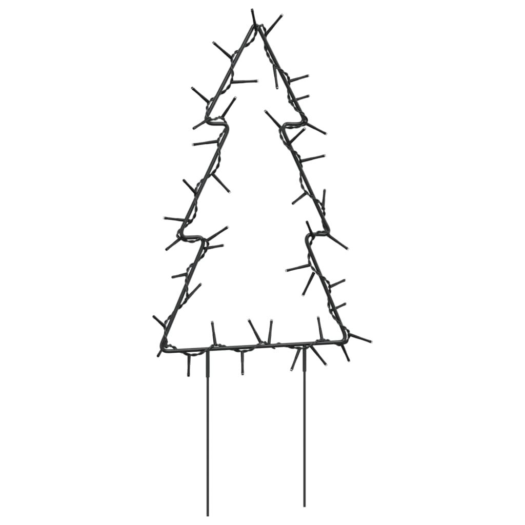 Kerstverlichting kerstboom 3 st met grondpinnen 50 LED's 30 cm