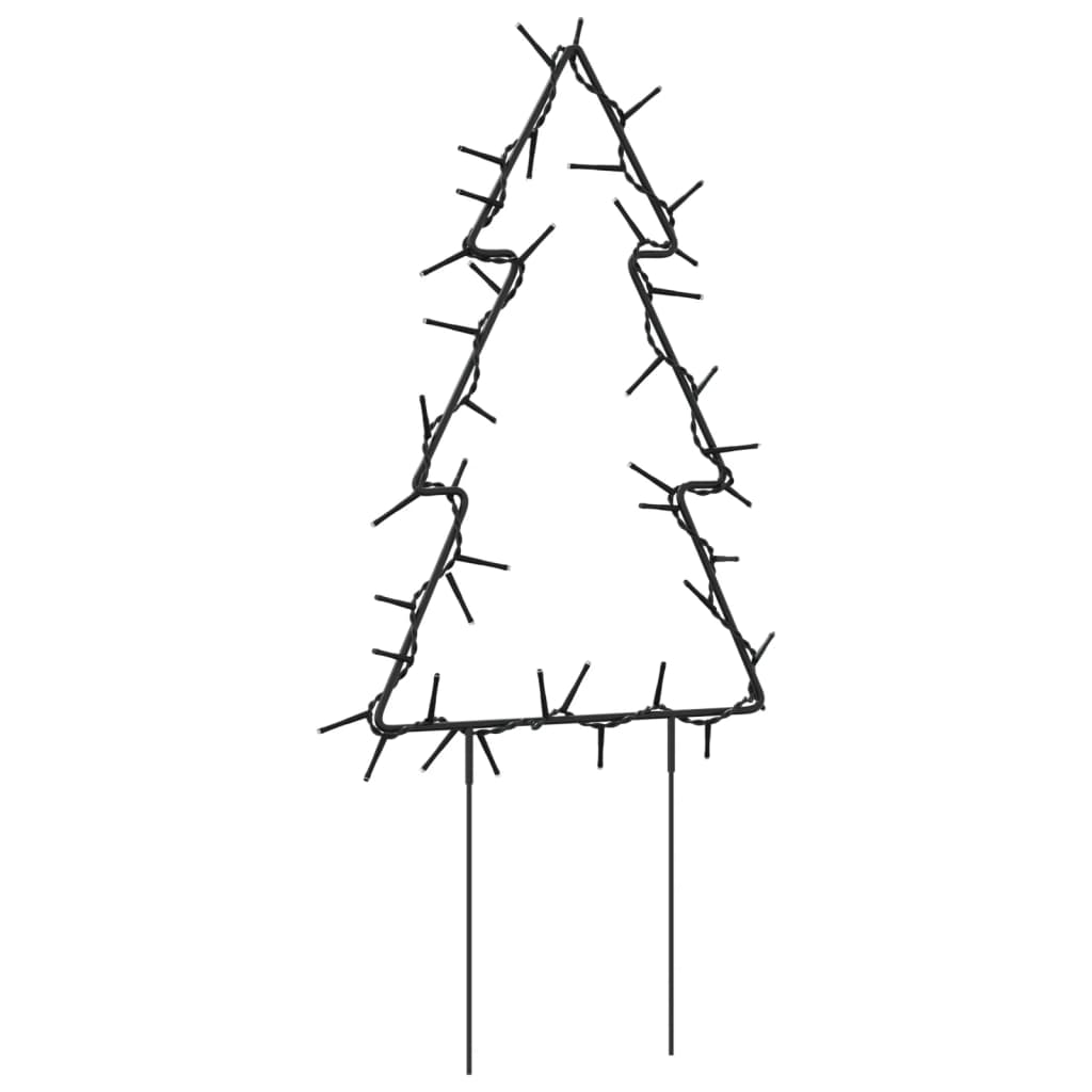 Kerstverlichting kerstboom 3 st met grondpinnen 50 LED's 30 cm