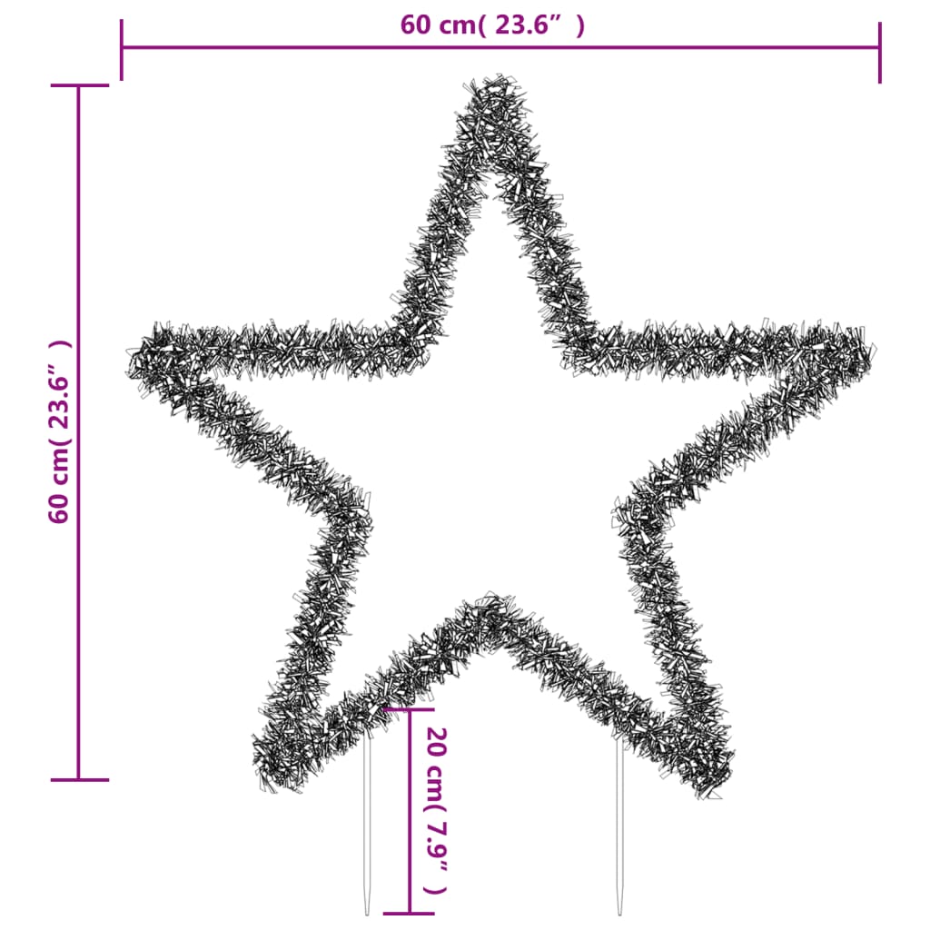 Kerstverlichting ster met grondpinnen 80 LED's 60 cm