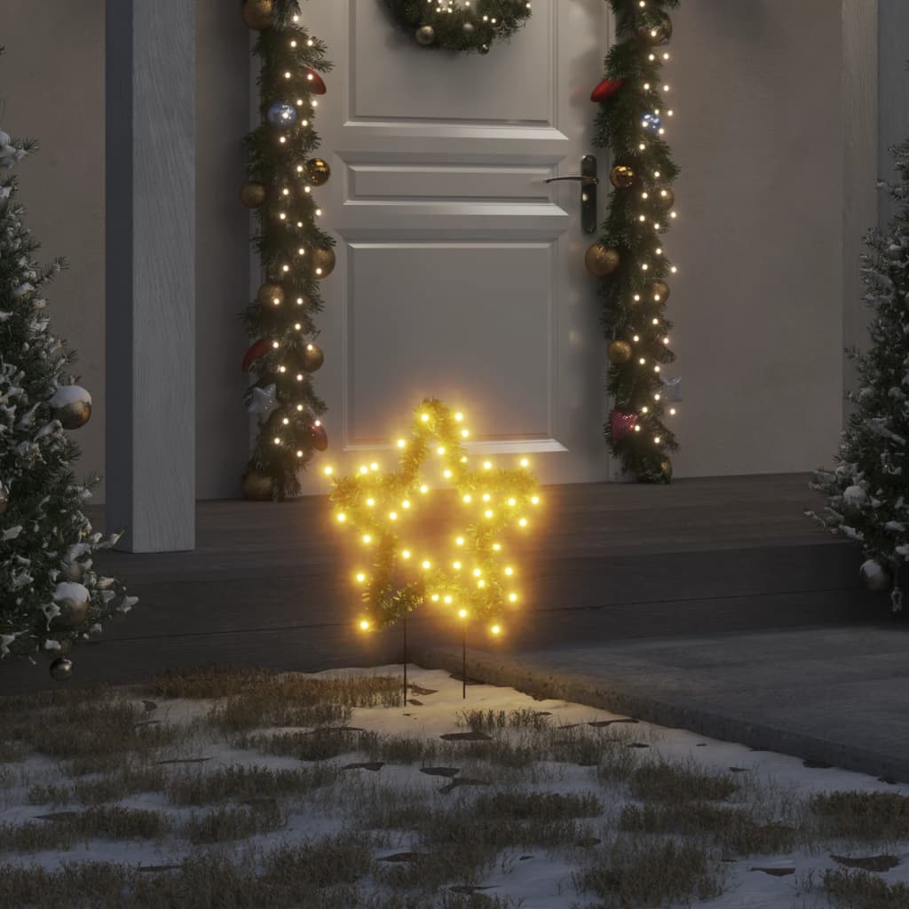 Kerstverlichting ster 3 st met grondpinnen 50 LED's 29 cm