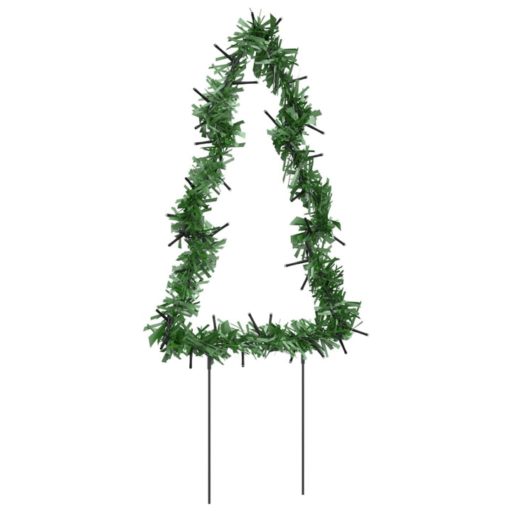 Kerstverlichting kerstboom 3 st met grondpinnen 50 LED's 30 cm