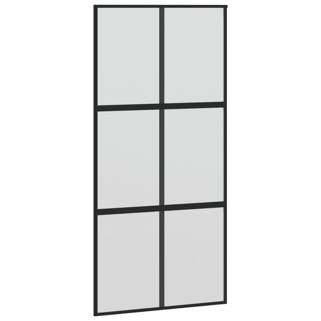 Schuifdeur 102,5x205 cm gehard glas en aluminium zwart