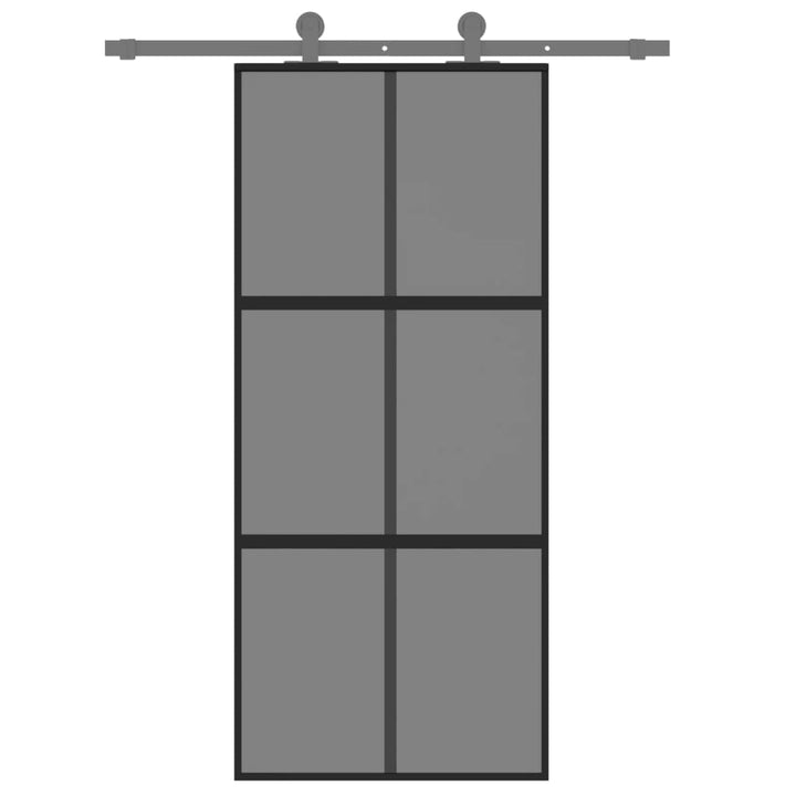 Schuifdeur 90x205 cm gehard glas en aluminium zwart