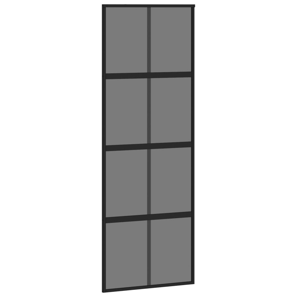 Schuifdeur 76x205 cm gehard glas en aluminium zwart