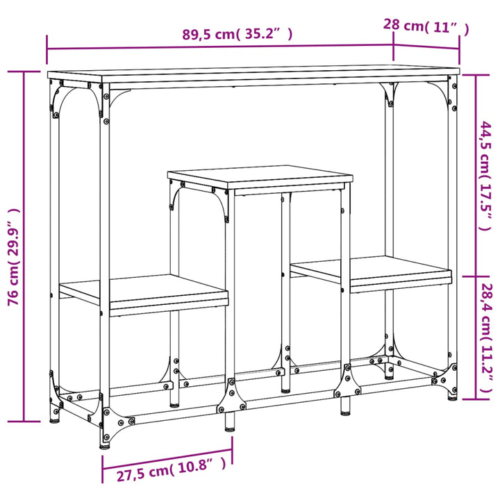 Wandtafel 89,5x28x76 cm bewerkt hout sonoma eikenkleurig