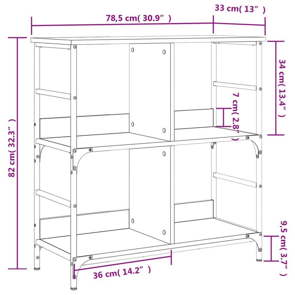 Boekenkast 78,5x33x82 cm bewerkt hout zwart