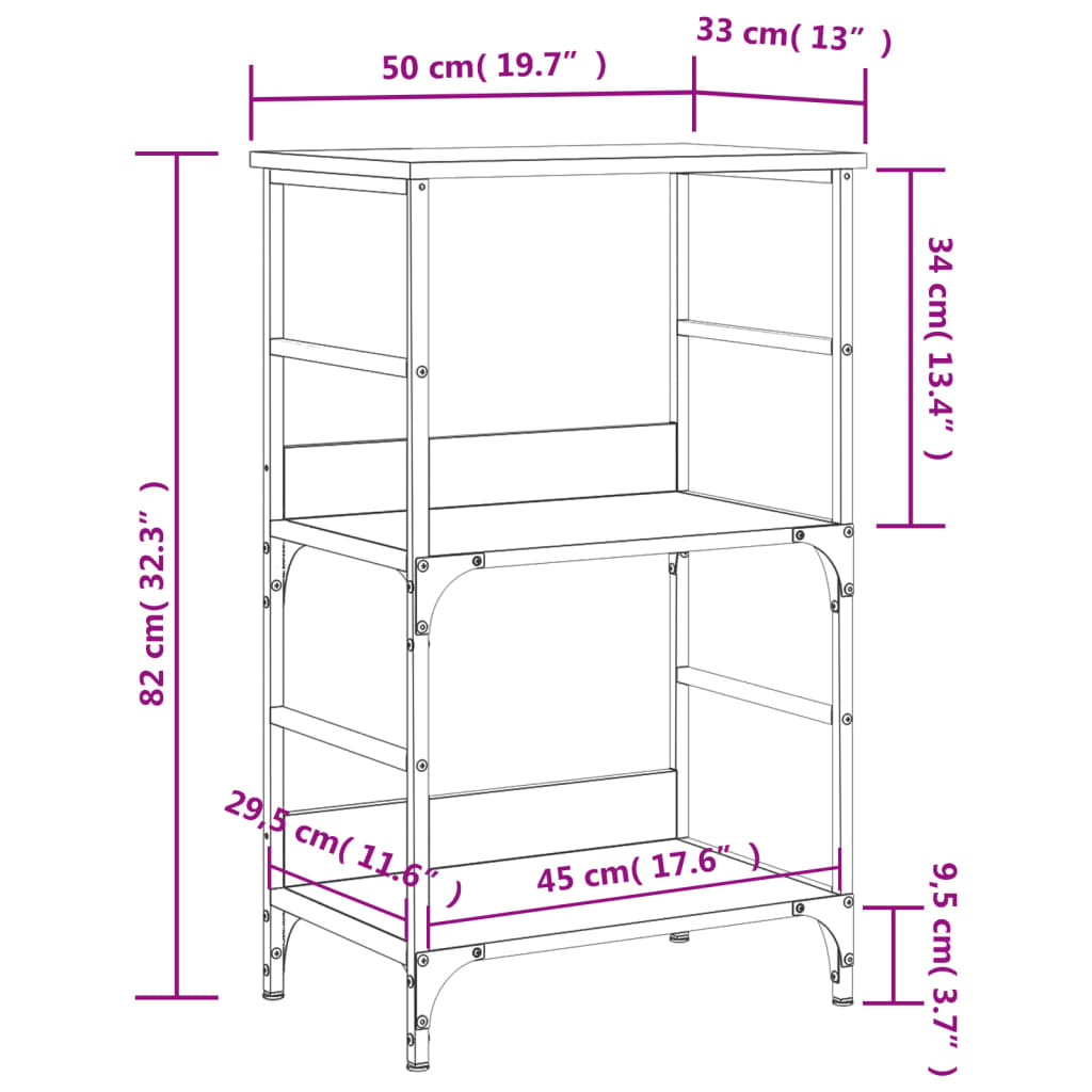 Boekenkast 50x33x82 cm bewerkt hout zwart