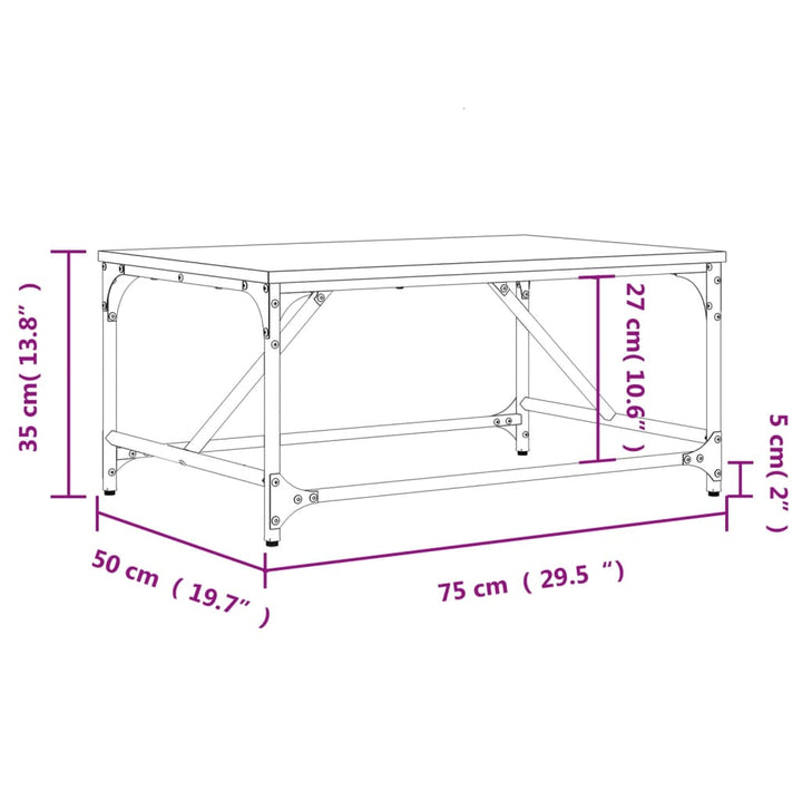 Salontafel 75x50x35 cm bewerkt hout sonoma eikenkleurig