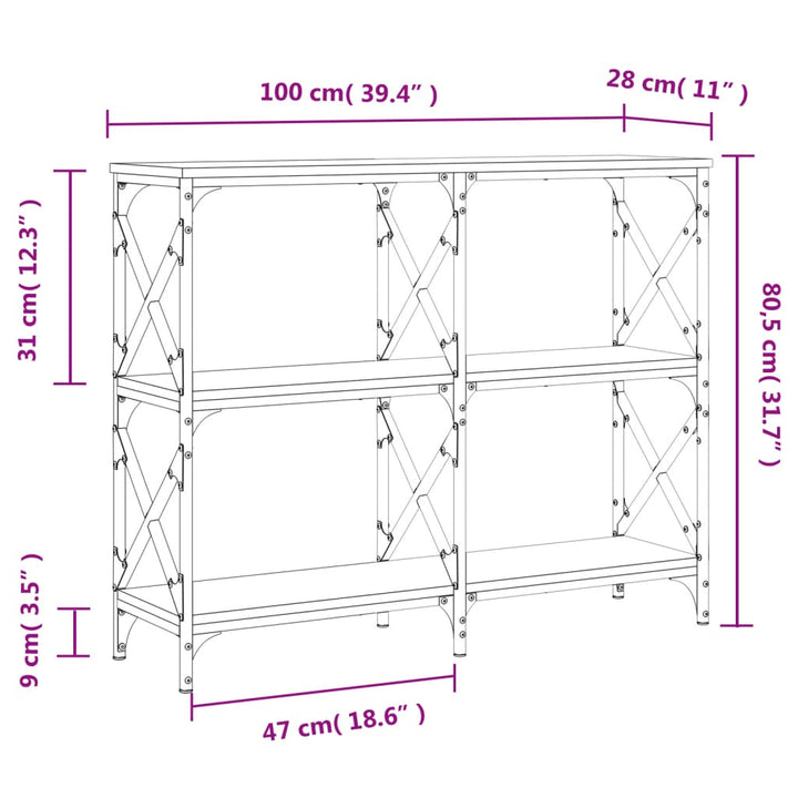 Wandtafel 100x28x80,5 cm bewerkt hout bruin eikenkleur