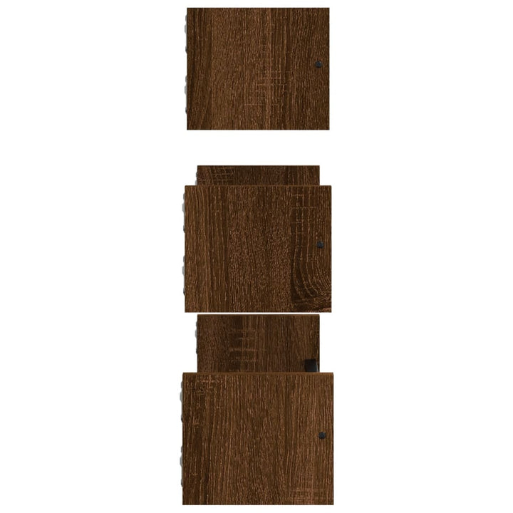 3-delige Wandschappenset met stangen bewerkt hout bruineiken