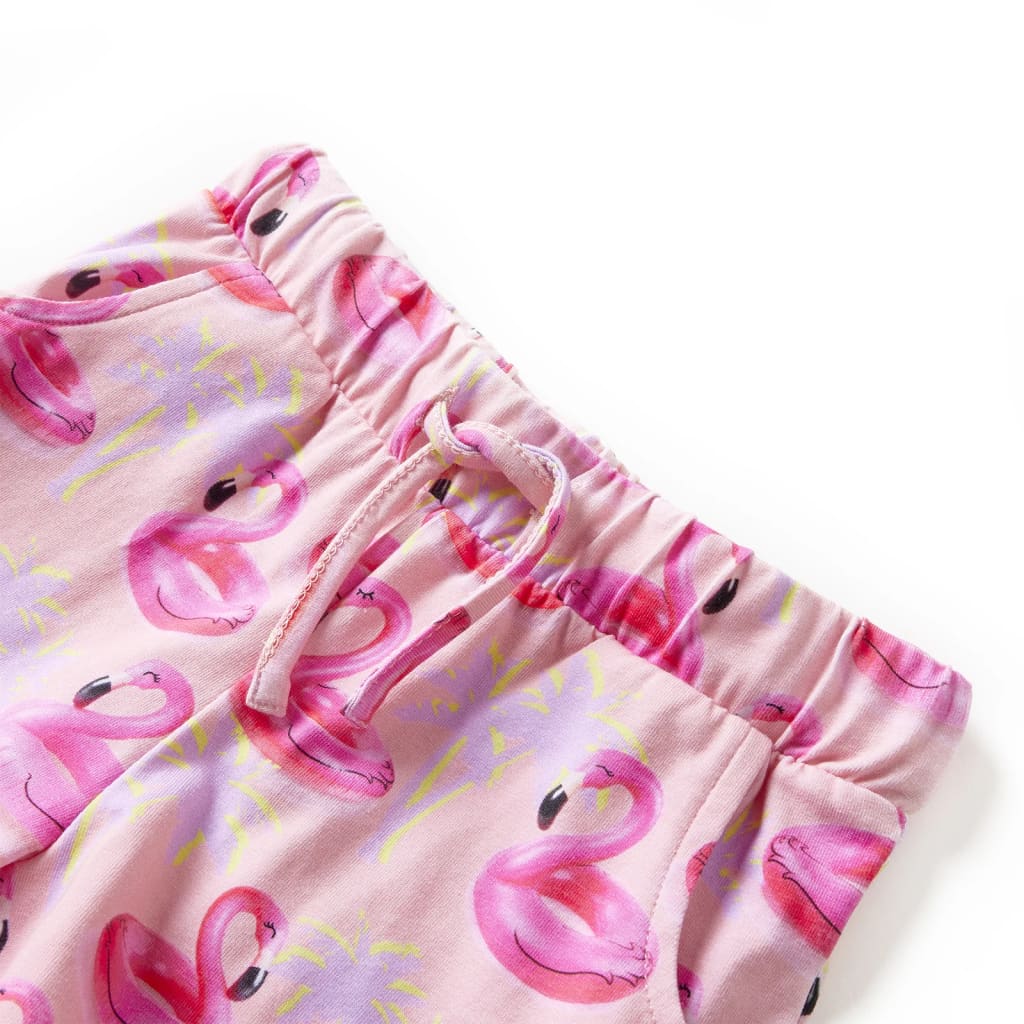 Kindershorts met trekkoord flamingozwembandprint 104 lichtroze