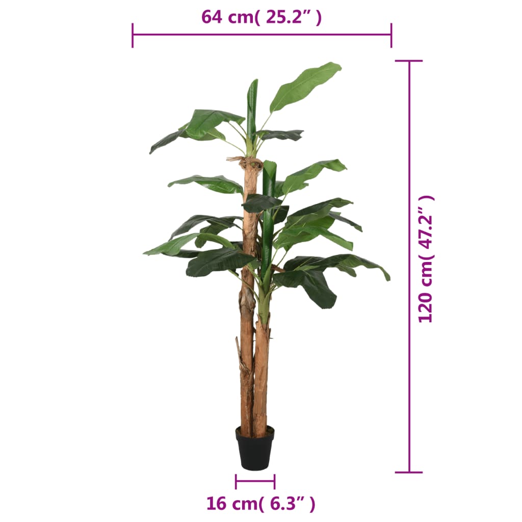 Kunstplant bananenboom 9 bladeren 120 cm groen