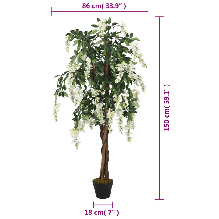 Kunstplant wisteria 840 bladeren 150 cm groen en wit