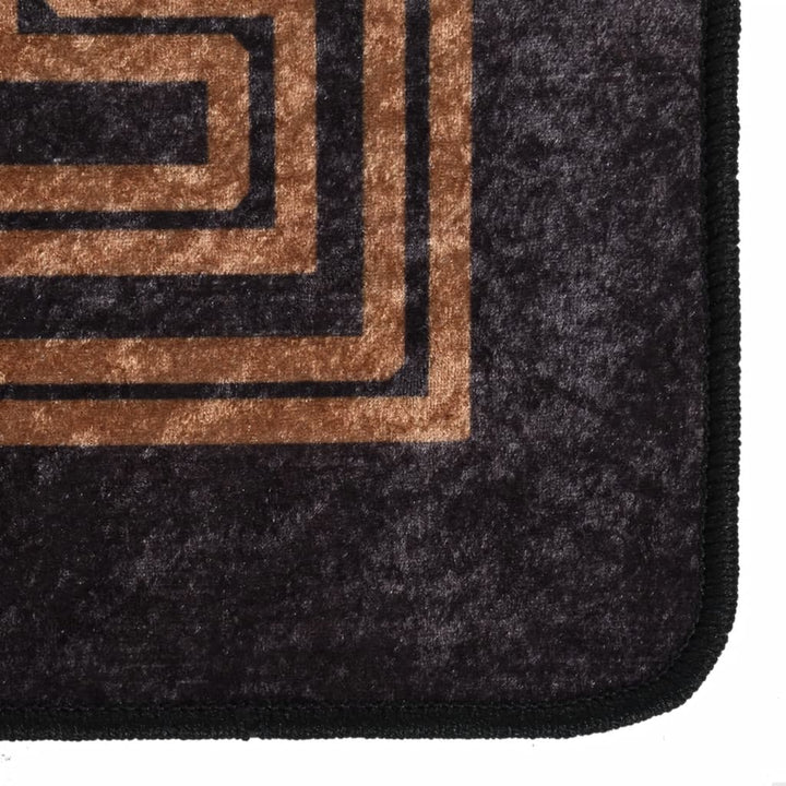 Vloerkleed wasbaar anti-slip 150x230 cm zwart en goudkleurig