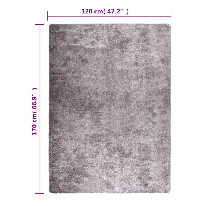 Vloerkleed wasbaar anti-slip 120x170 cm grijs