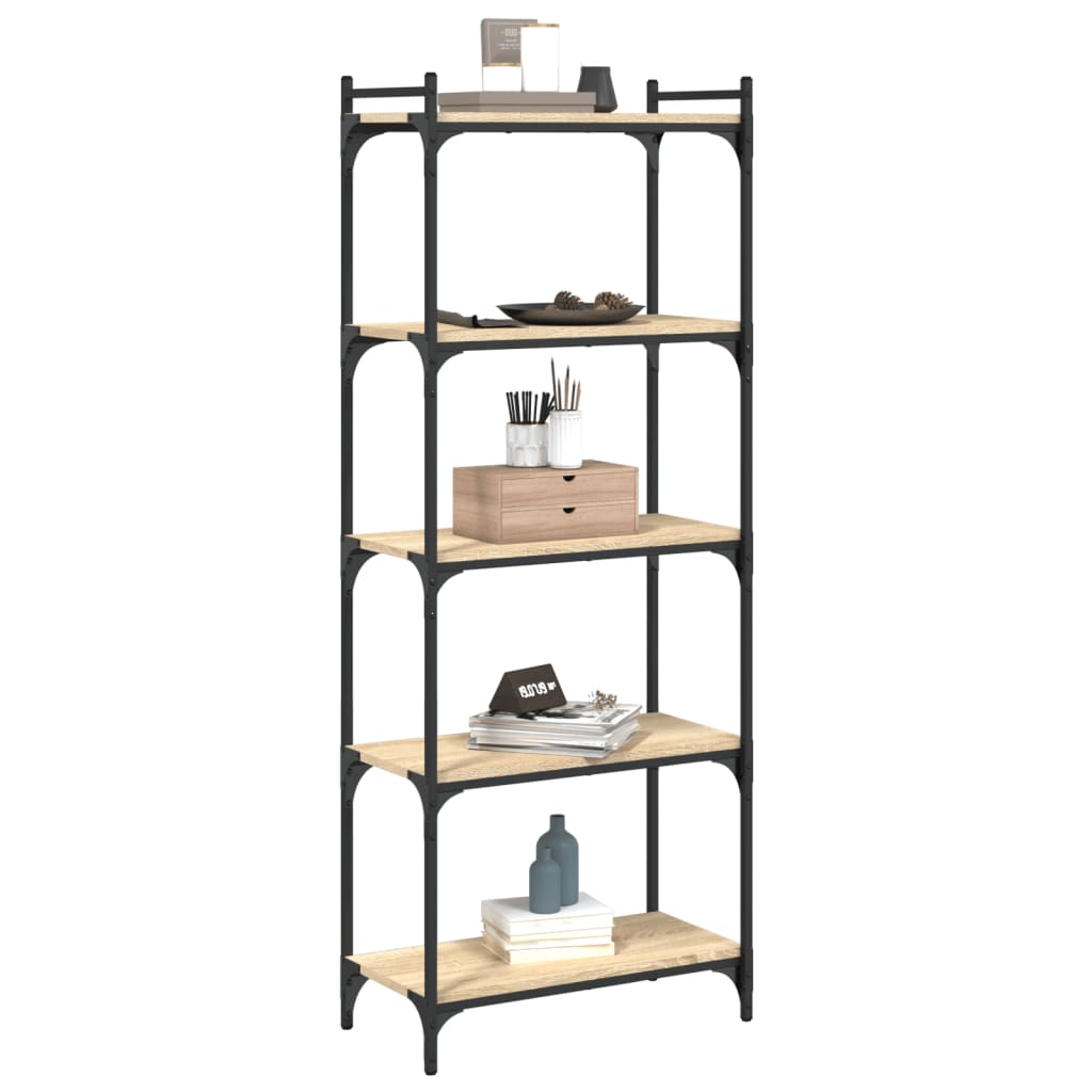 Boekenkast 5-laags 60x30x154 cm bewerkt hout sonoma eikenkleur