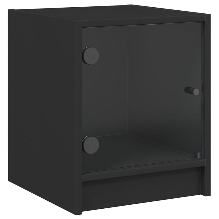 Bijzetkast met glazen deuren 35x37x42 cm zwart