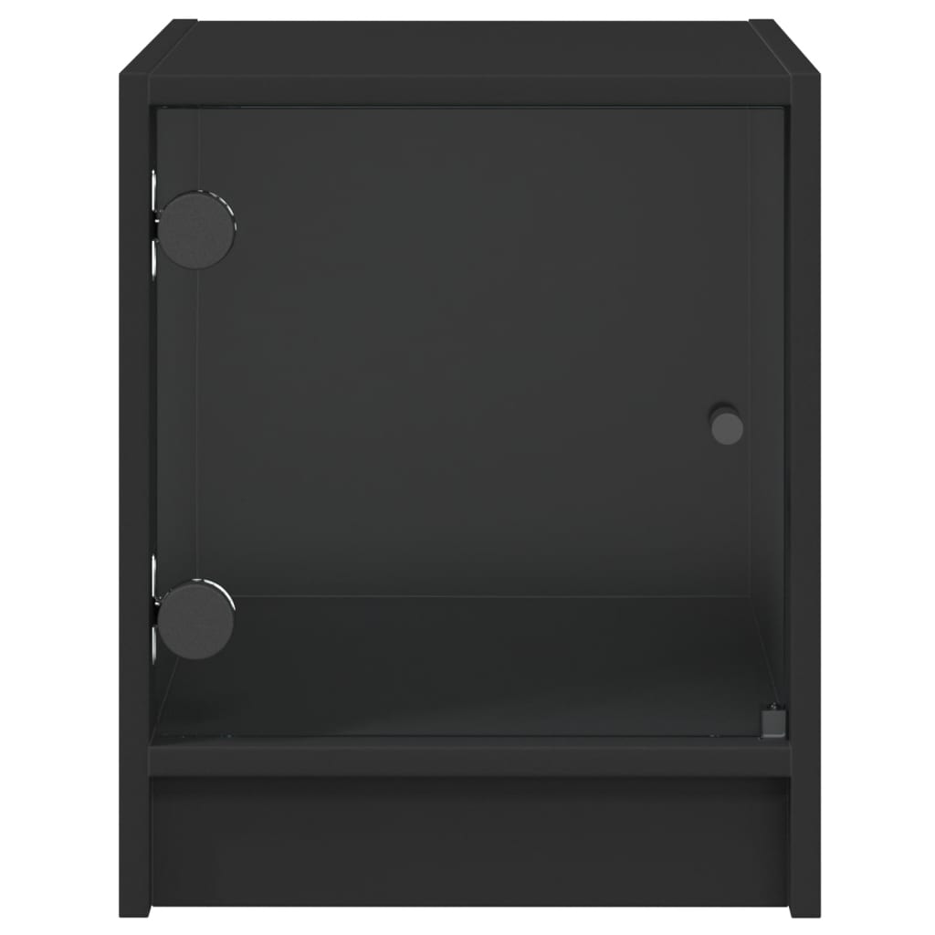 Bijzetkast met glazen deuren 35x37x42 cm zwart