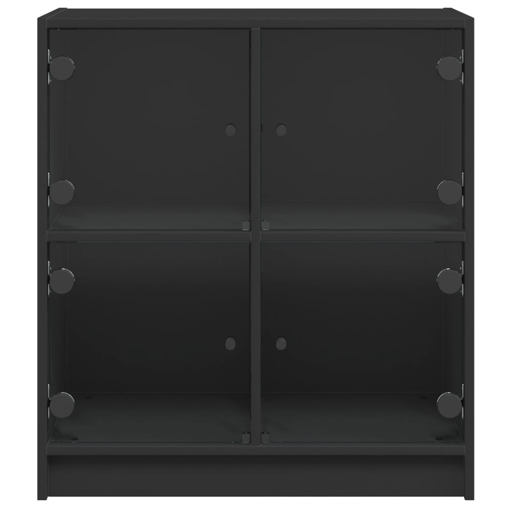 Bijzetkast met glazen deuren 68x37x75,5 cm zwart