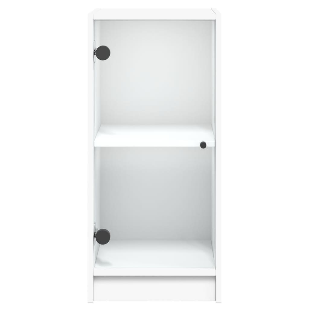 Bijzetkast met glazen deuren 35x37x75,5 cm wit