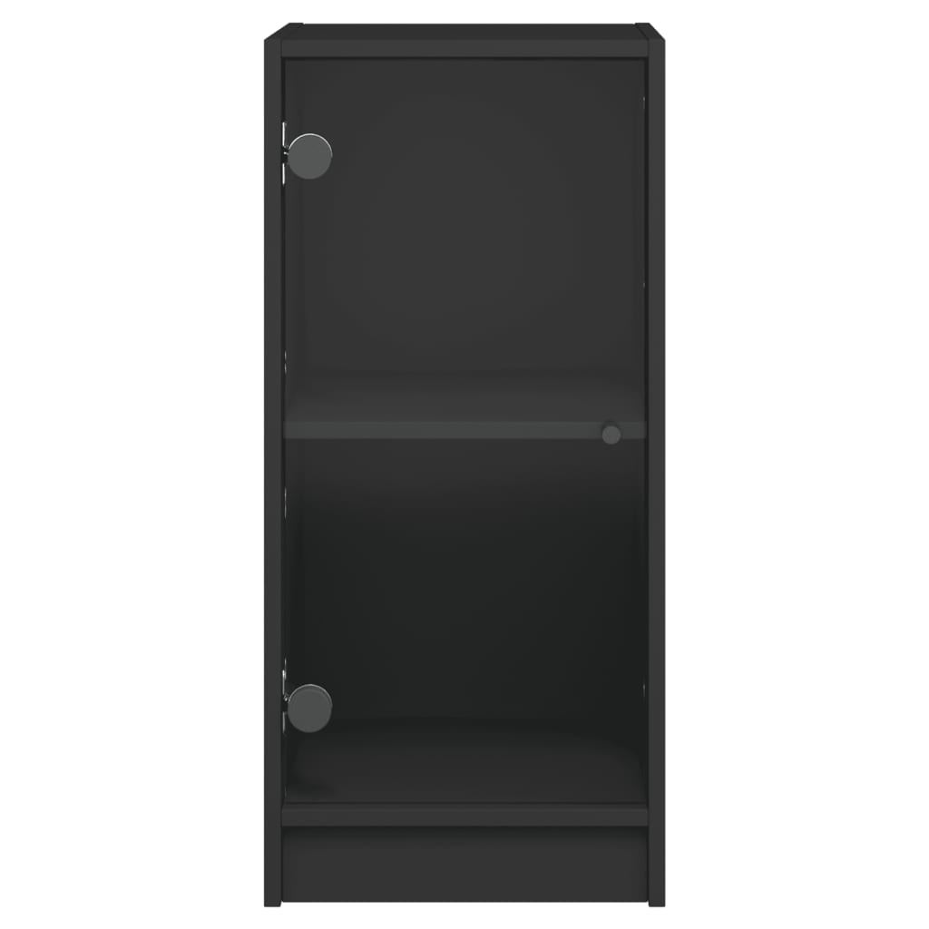 Bijzetkast met glazen deuren 35x37x75,5 cm zwart
