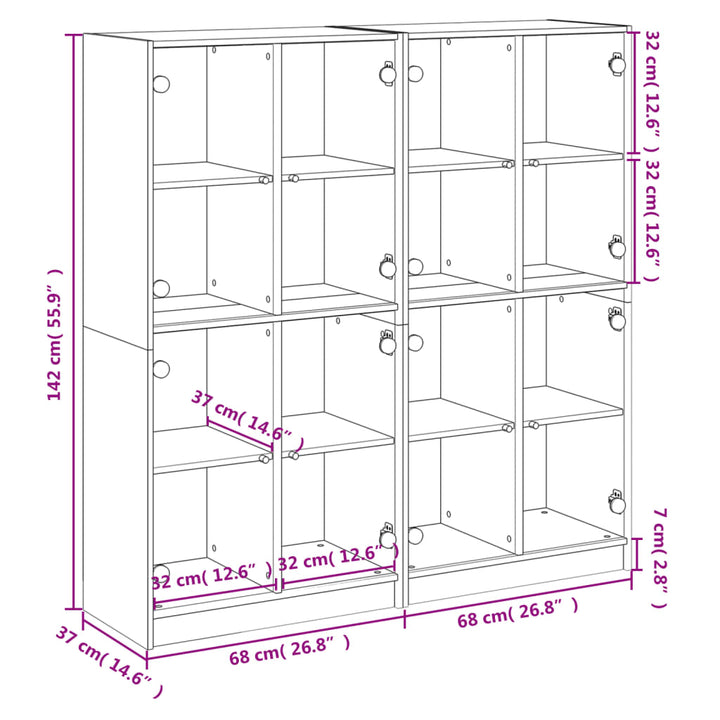 Boekenkast met deuren 136x37x142 cm hout sonoma eikenkleurig