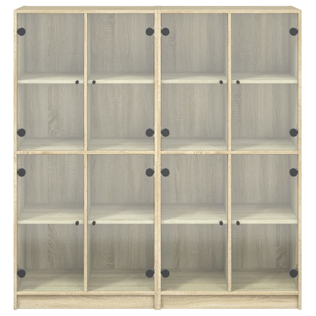 Boekenkast met deuren 136x37x142 cm hout sonoma eikenkleurig