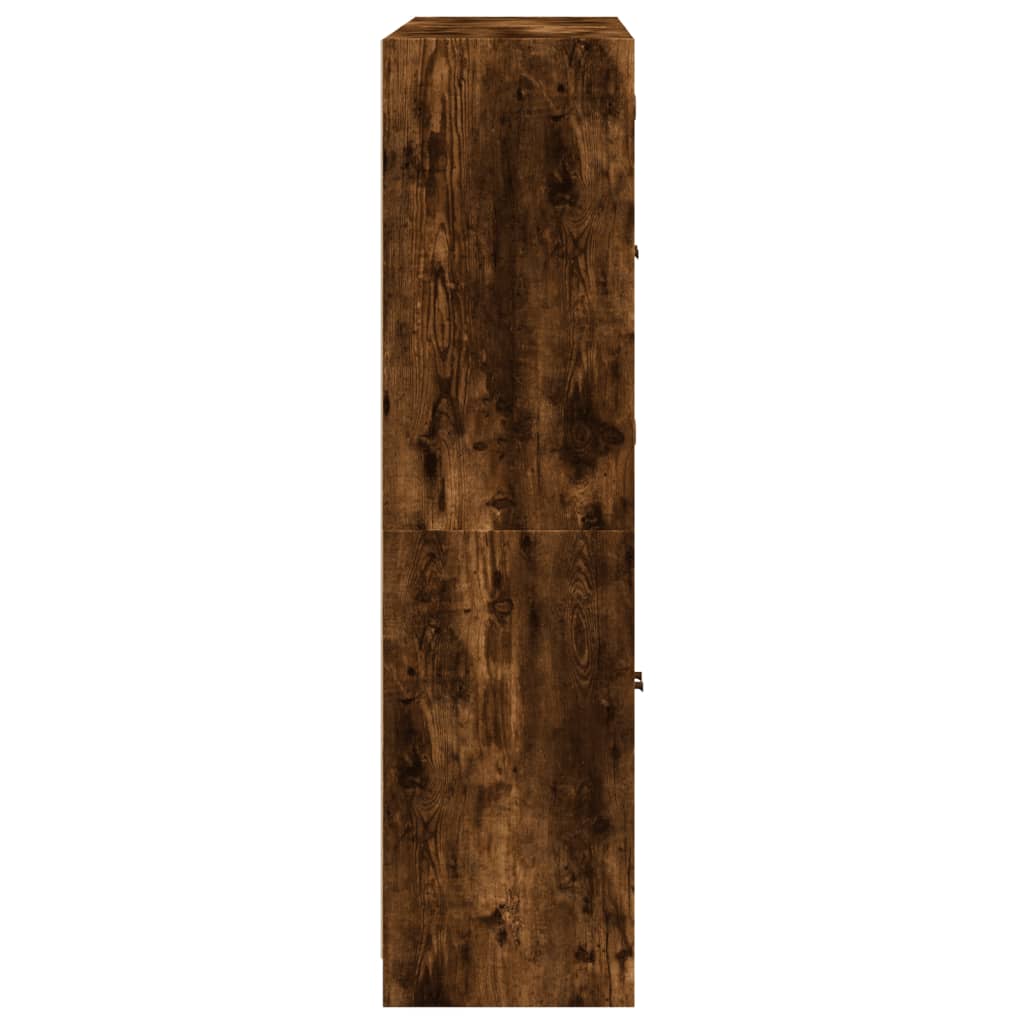 Boekenkast met deuren 136x37x142 cm hout gerookt eikenkleurig