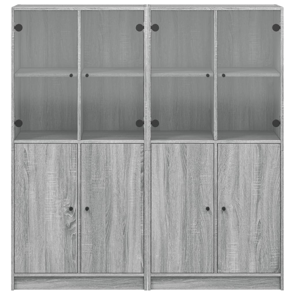 Boekenkast met deuren 136x37x142 cm hout grijs sonoma eiken