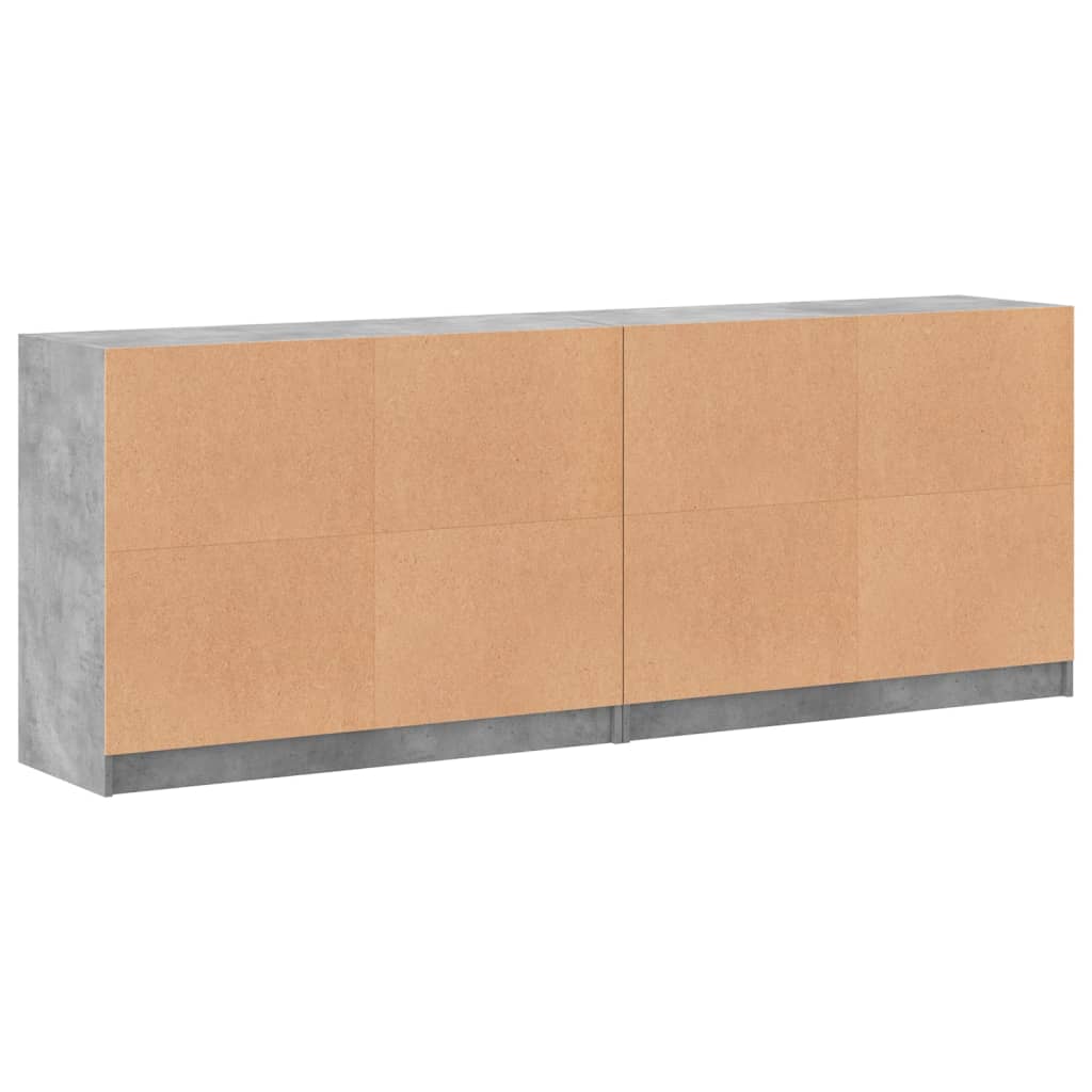 Boekenkast met deuren 204x37x75 cm bewerkt hout betongrijs