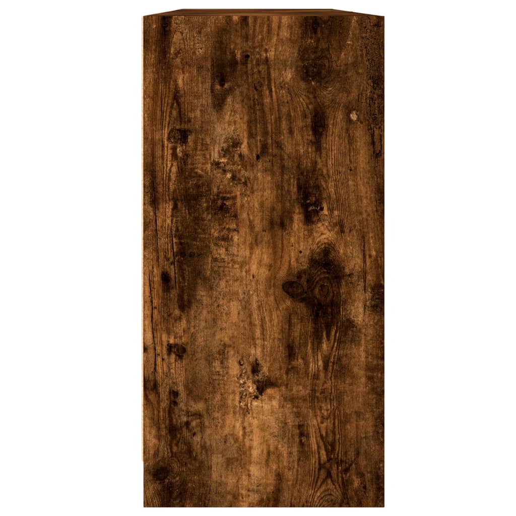 Boekenkast met deuren 204x37x75 cm hout gerookt eikenkleurig