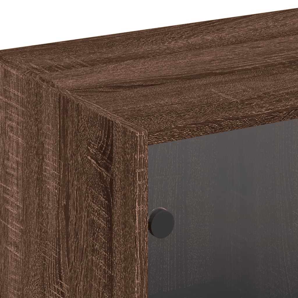 Boekenkast met deuren 204x37x75 cm hout bruineikenkleurig